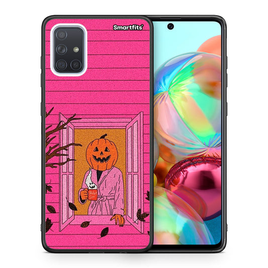 Θήκη Samsung A71 Halloween Pumpkin Lady από τη Smartfits με σχέδιο στο πίσω μέρος και μαύρο περίβλημα | Samsung A71 Halloween Pumpkin Lady case with colorful back and black bezels