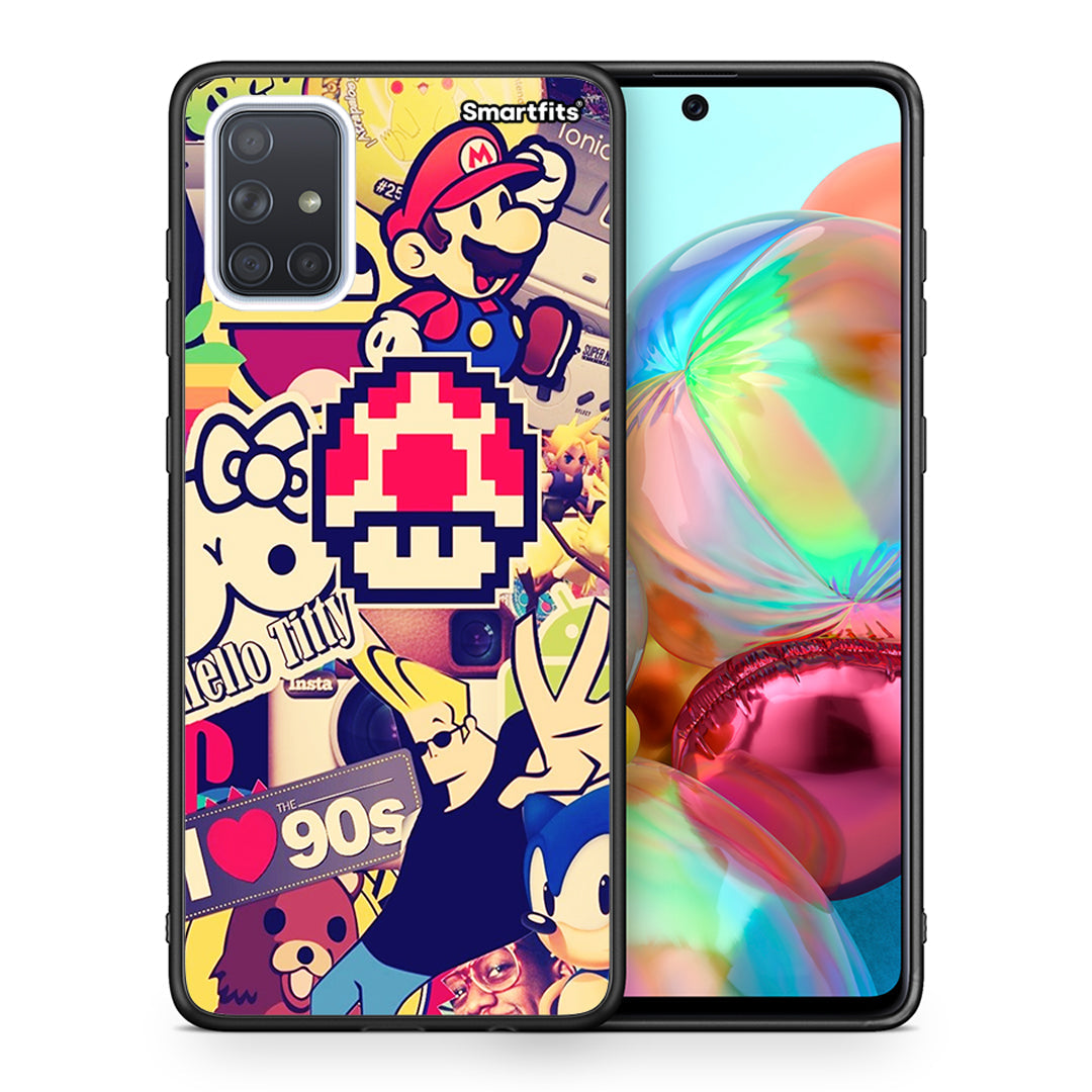 Θήκη Samsung A71 Love The 90s από τη Smartfits με σχέδιο στο πίσω μέρος και μαύρο περίβλημα | Samsung A71 Love The 90s case with colorful back and black bezels