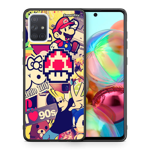 Θήκη Samsung A71 Love The 90s από τη Smartfits με σχέδιο στο πίσω μέρος και μαύρο περίβλημα | Samsung A71 Love The 90s case with colorful back and black bezels