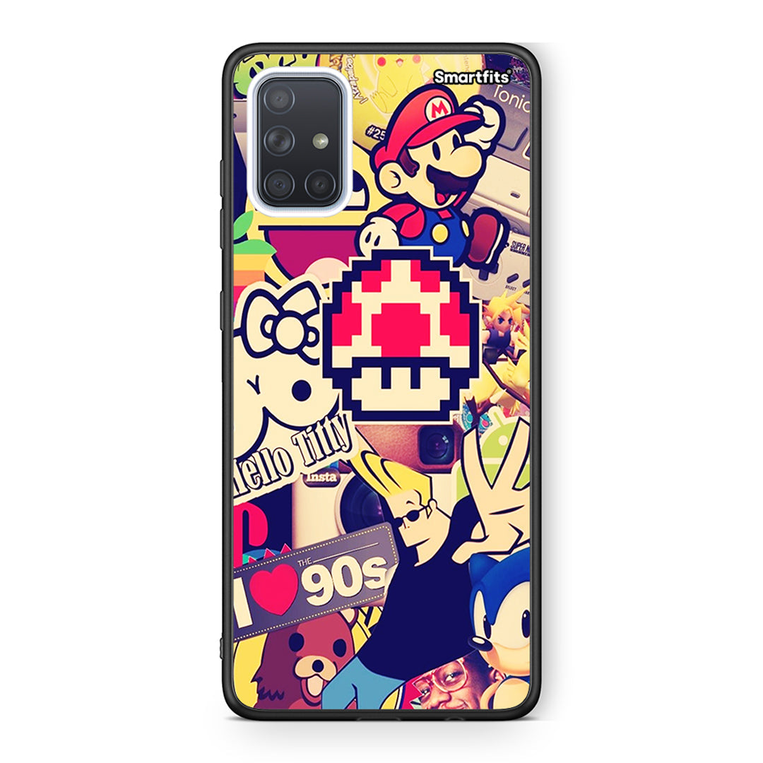 Samsung A71 Love The 90s θήκη από τη Smartfits με σχέδιο στο πίσω μέρος και μαύρο περίβλημα | Smartphone case with colorful back and black bezels by Smartfits