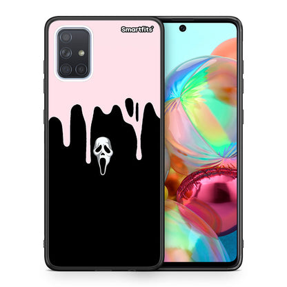 Θήκη Samsung A71 Melting Halloween Mask από τη Smartfits με σχέδιο στο πίσω μέρος και μαύρο περίβλημα | Samsung A71 Melting Halloween Mask case with colorful back and black bezels