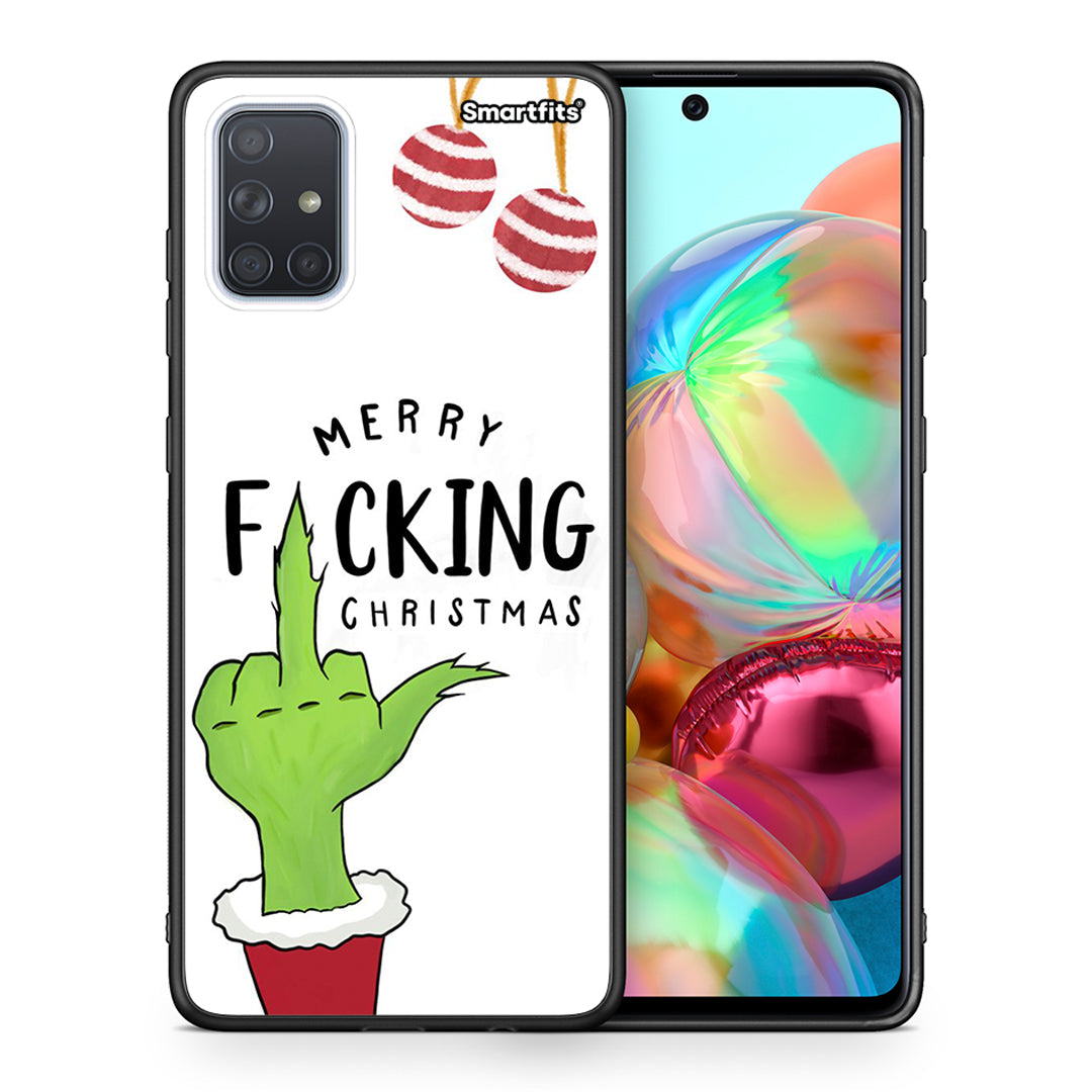 Θήκη Samsung A71 Merry F Xmas από τη Smartfits με σχέδιο στο πίσω μέρος και μαύρο περίβλημα | Samsung A71 Merry F Xmas case with colorful back and black bezels