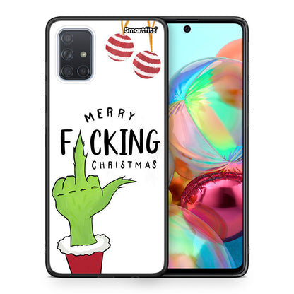 Θήκη Samsung A71 Merry F Xmas από τη Smartfits με σχέδιο στο πίσω μέρος και μαύρο περίβλημα | Samsung A71 Merry F Xmas case with colorful back and black bezels