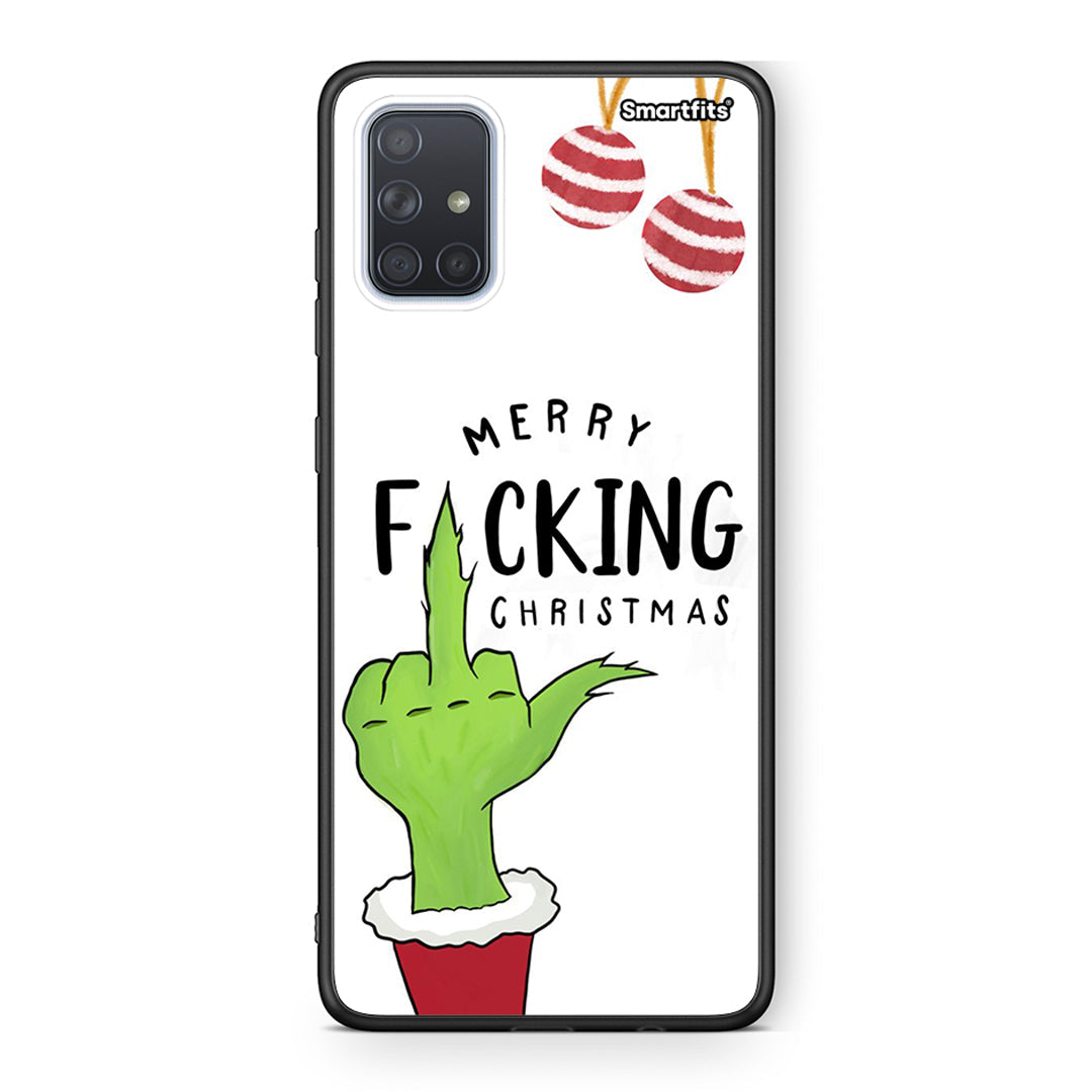 Samsung A71 Merry F Xmas θήκη από τη Smartfits με σχέδιο στο πίσω μέρος και μαύρο περίβλημα | Smartphone case with colorful back and black bezels by Smartfits