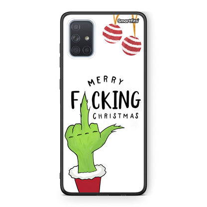 Samsung A71 Merry F Xmas θήκη από τη Smartfits με σχέδιο στο πίσω μέρος και μαύρο περίβλημα | Smartphone case with colorful back and black bezels by Smartfits