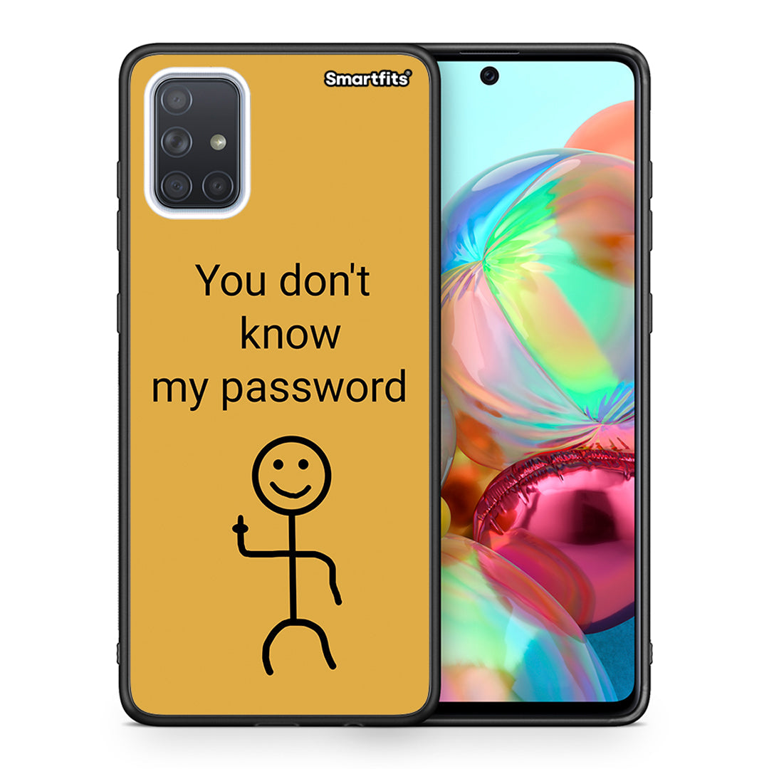 Θήκη Samsung A71 My Password από τη Smartfits με σχέδιο στο πίσω μέρος και μαύρο περίβλημα | Samsung A71 My Password case with colorful back and black bezels