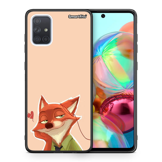 Θήκη Samsung A71 Nick Wilde And Judy Hopps Love 1 από τη Smartfits με σχέδιο στο πίσω μέρος και μαύρο περίβλημα | Samsung A71 Nick Wilde And Judy Hopps Love 1 case with colorful back and black bezels