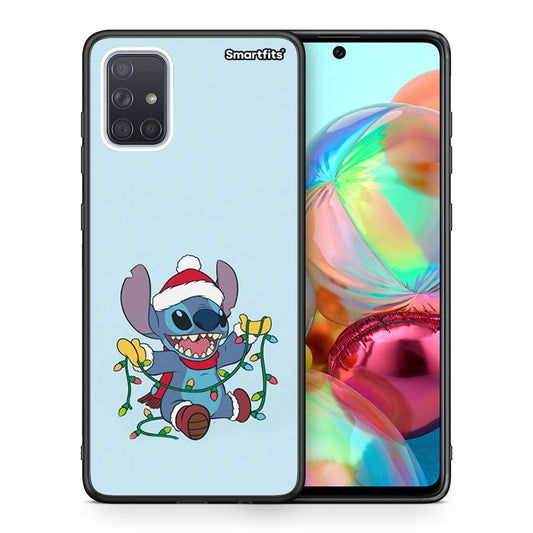Θήκη Samsung A71 Santa Stich από τη Smartfits με σχέδιο στο πίσω μέρος και μαύρο περίβλημα | Samsung A71 Santa Stich case with colorful back and black bezels