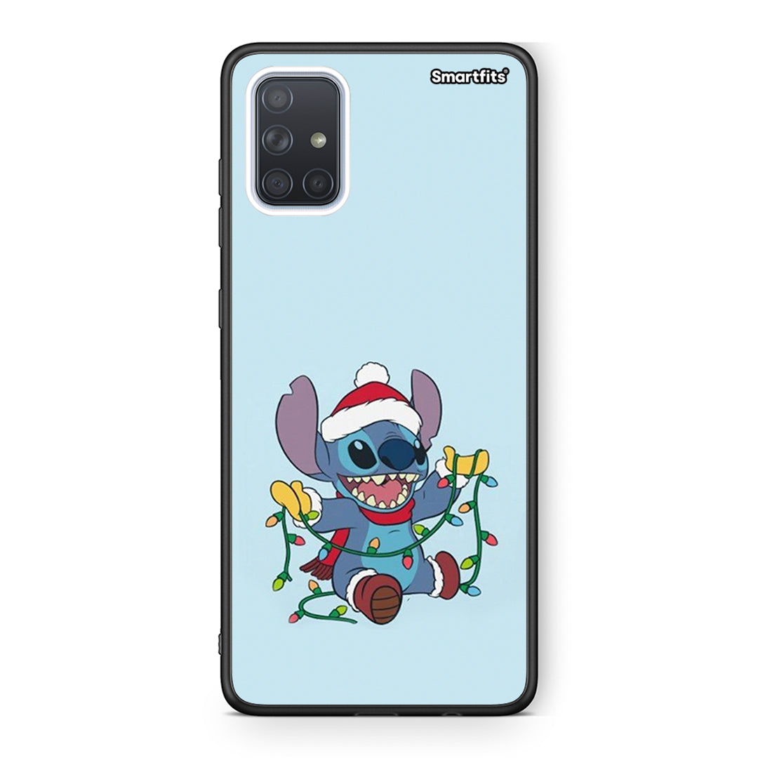 Samsung A71 Santa Stich θήκη από τη Smartfits με σχέδιο στο πίσω μέρος και μαύρο περίβλημα | Smartphone case with colorful back and black bezels by Smartfits