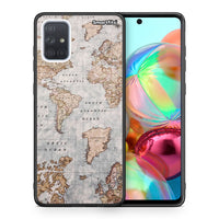 Thumbnail for Θήκη Samsung A71 World Map από τη Smartfits με σχέδιο στο πίσω μέρος και μαύρο περίβλημα | Samsung A71 World Map case with colorful back and black bezels
