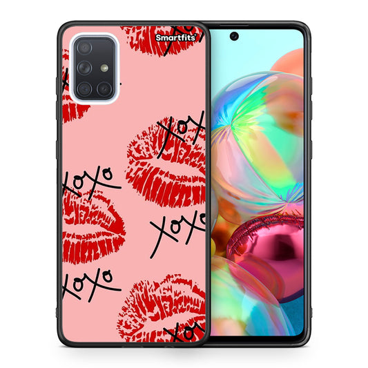 Θήκη Samsung A71 XOXO Lips από τη Smartfits με σχέδιο στο πίσω μέρος και μαύρο περίβλημα | Samsung A71 XOXO Lips case with colorful back and black bezels