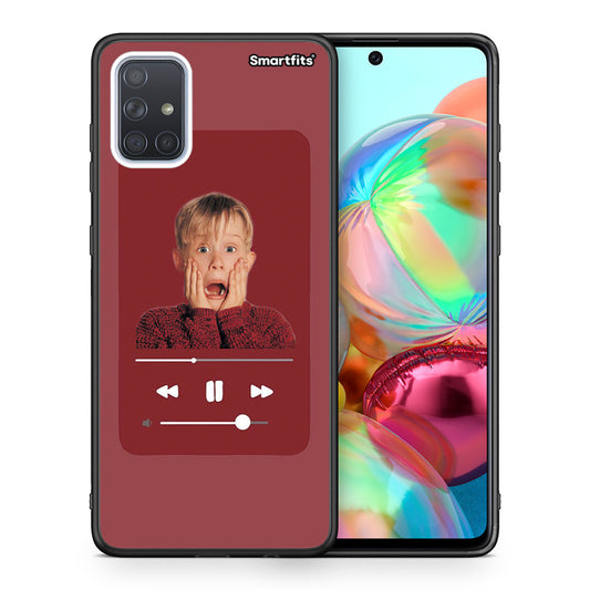Θήκη Samsung A71 Xmas Alone Music από τη Smartfits με σχέδιο στο πίσω μέρος και μαύρο περίβλημα | Samsung A71 Xmas Alone Music case with colorful back and black bezels
