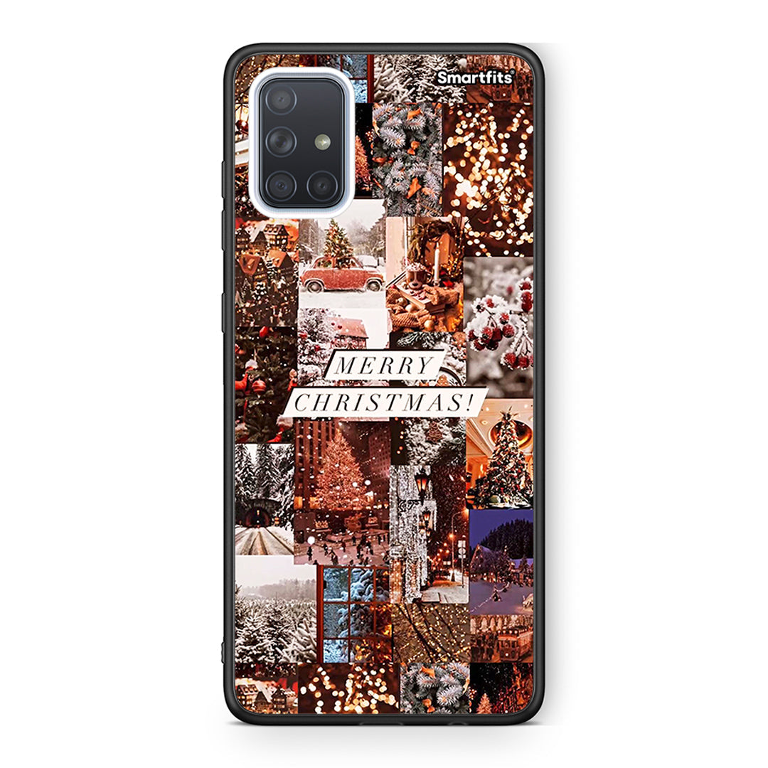 Samsung A51 Xmas Collage θήκη από τη Smartfits με σχέδιο στο πίσω μέρος και μαύρο περίβλημα | Smartphone case with colorful back and black bezels by Smartfits