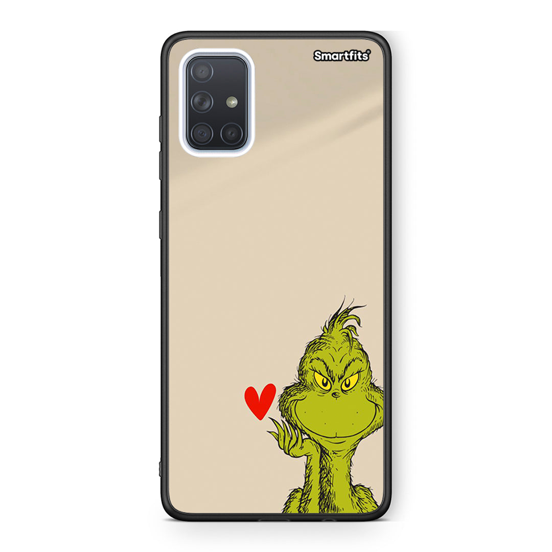 Samsung A51 Xmas Grinch θήκη από τη Smartfits με σχέδιο στο πίσω μέρος και μαύρο περίβλημα | Smartphone case with colorful back and black bezels by Smartfits