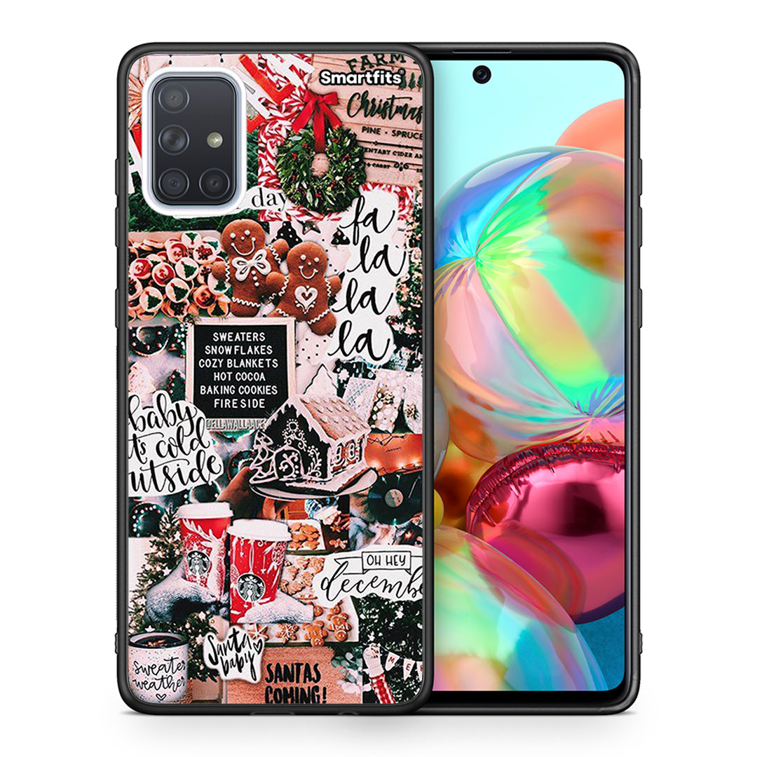 Θήκη Samsung A71 Xmas Habbits από τη Smartfits με σχέδιο στο πίσω μέρος και μαύρο περίβλημα | Samsung A71 Xmas Habbits case with colorful back and black bezels