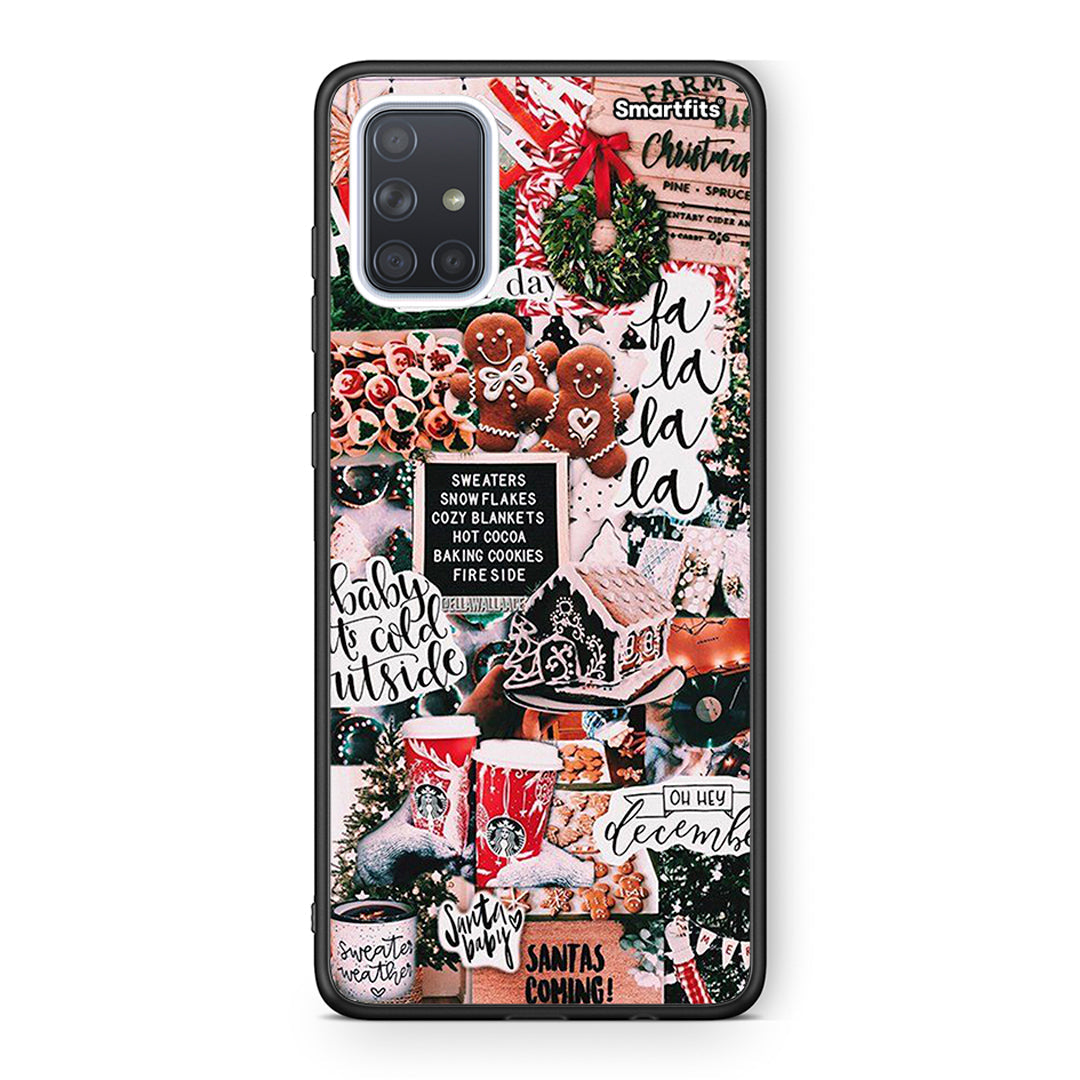 Samsung A71 Xmas Habbits θήκη από τη Smartfits με σχέδιο στο πίσω μέρος και μαύρο περίβλημα | Smartphone case with colorful back and black bezels by Smartfits