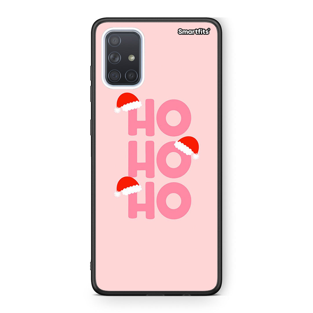 Samsung A71 Xmas Ho Ho Ho θήκη από τη Smartfits με σχέδιο στο πίσω μέρος και μαύρο περίβλημα | Smartphone case with colorful back and black bezels by Smartfits