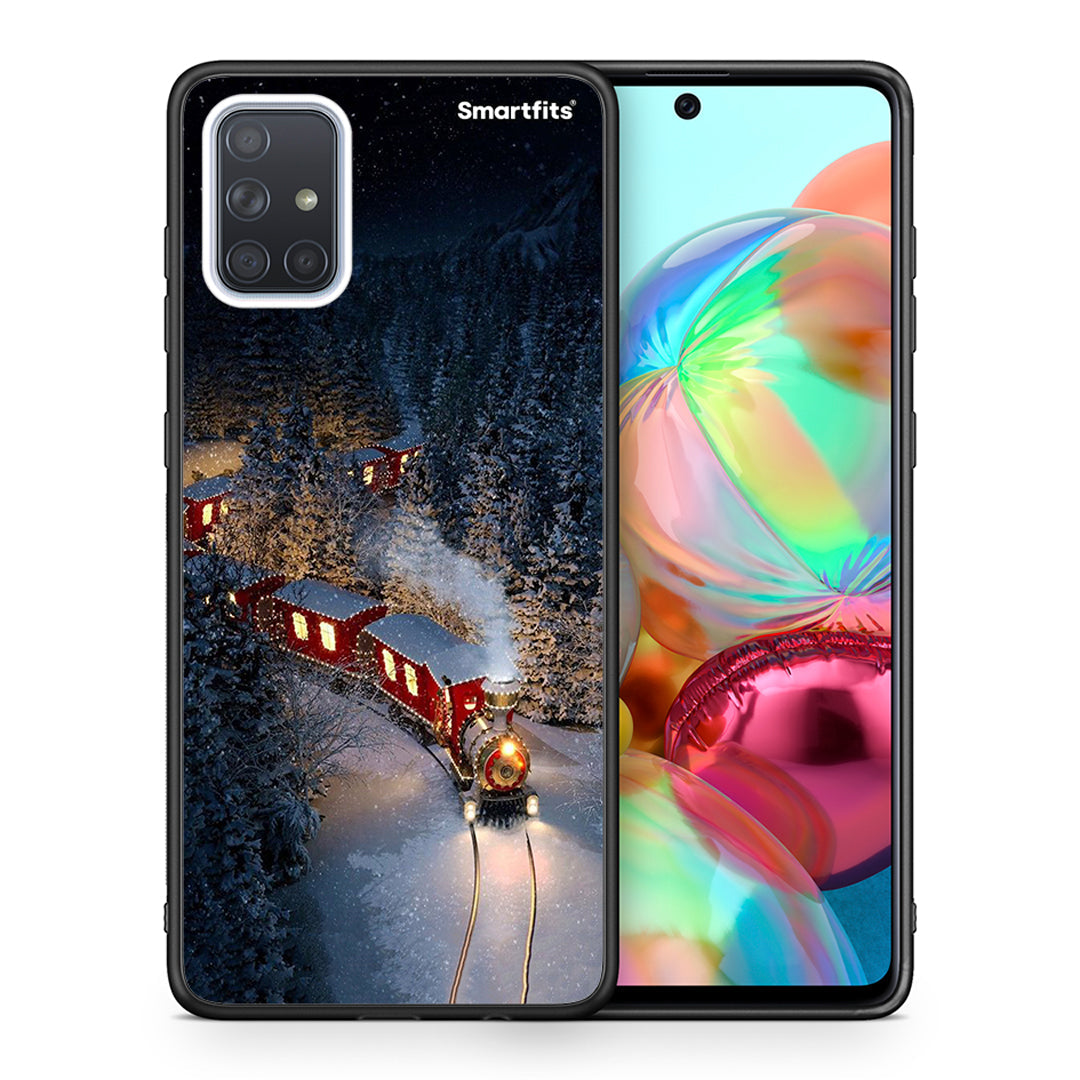 Θήκη Samsung A71 Xmas Train από τη Smartfits με σχέδιο στο πίσω μέρος και μαύρο περίβλημα | Samsung A71 Xmas Train case with colorful back and black bezels