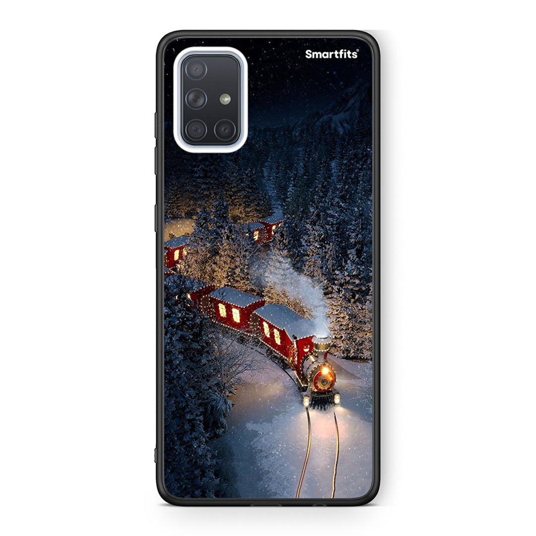 Samsung A71 Xmas Train θήκη από τη Smartfits με σχέδιο στο πίσω μέρος και μαύρο περίβλημα | Smartphone case with colorful back and black bezels by Smartfits