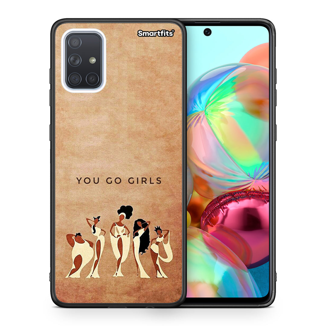 Θήκη Samsung A71 You Go Girl από τη Smartfits με σχέδιο στο πίσω μέρος και μαύρο περίβλημα | Samsung A71 You Go Girl case with colorful back and black bezels