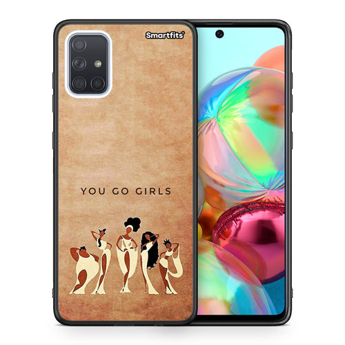 Θήκη Samsung A71 You Go Girl από τη Smartfits με σχέδιο στο πίσω μέρος και μαύρο περίβλημα | Samsung A71 You Go Girl case with colorful back and black bezels