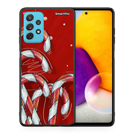 Θήκη Samsung A72 Candy Cane από τη Smartfits με σχέδιο στο πίσω μέρος και μαύρο περίβλημα | Samsung A72 Candy Cane case with colorful back and black bezels