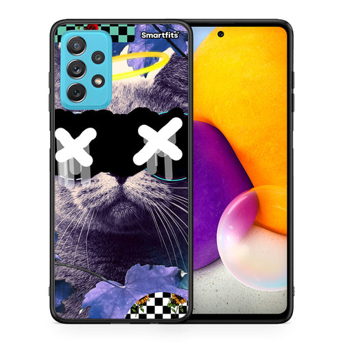 Θήκη Samsung A72 Cat Collage από τη Smartfits με σχέδιο στο πίσω μέρος και μαύρο περίβλημα | Samsung A72 Cat Collage case with colorful back and black bezels