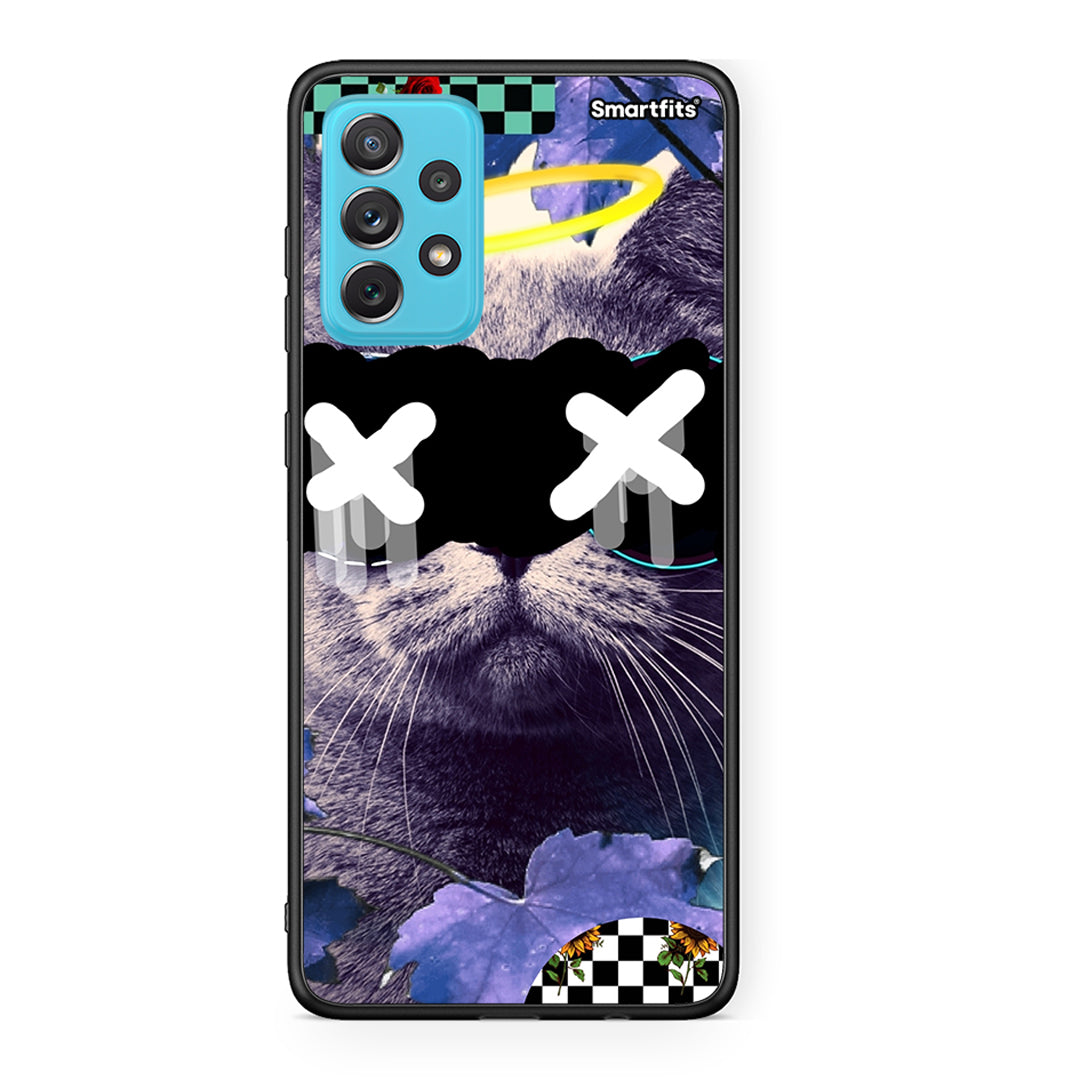 Samsung A72 Cat Collage θήκη από τη Smartfits με σχέδιο στο πίσω μέρος και μαύρο περίβλημα | Smartphone case with colorful back and black bezels by Smartfits