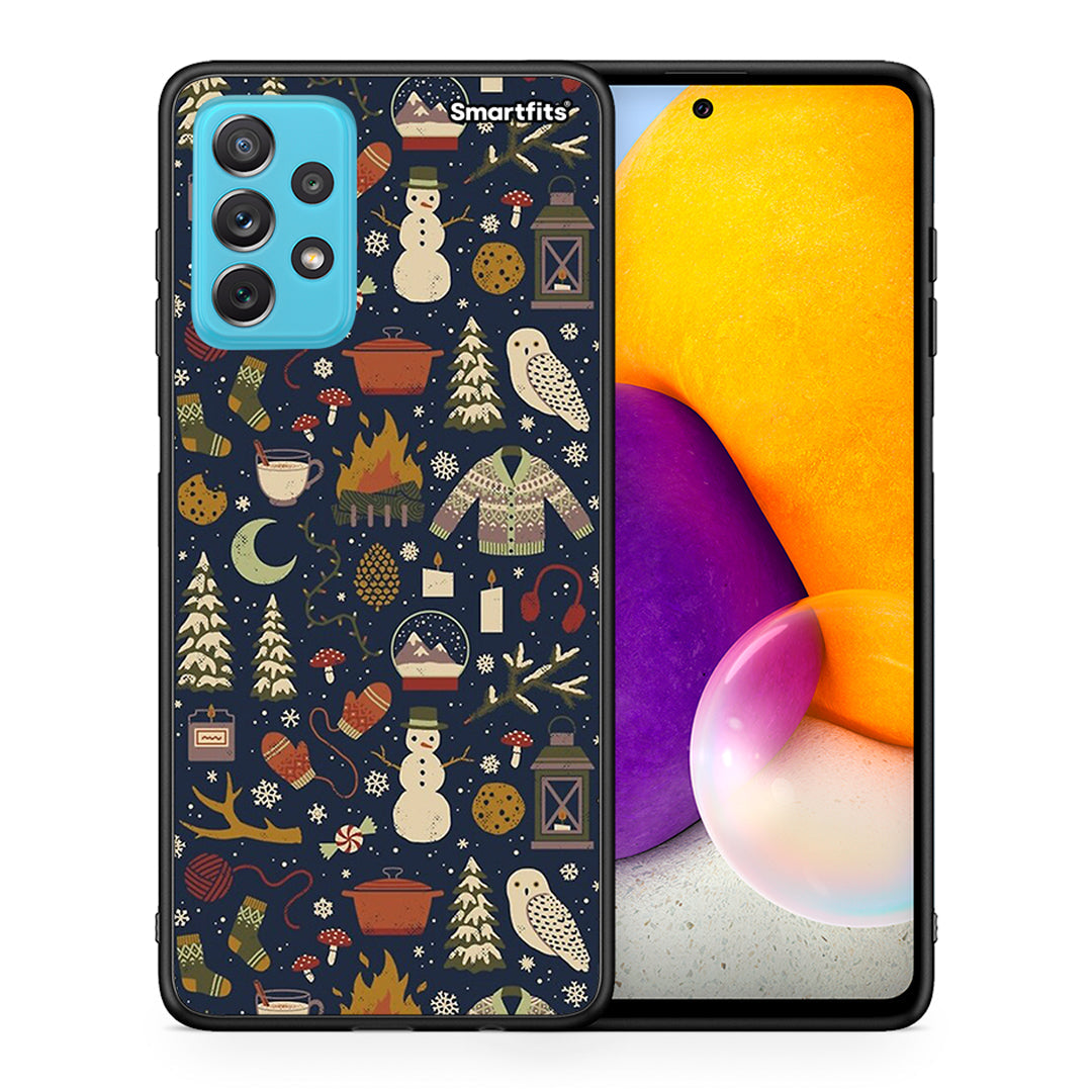 Θήκη Samsung A72 Christmas Elements από τη Smartfits με σχέδιο στο πίσω μέρος και μαύρο περίβλημα | Samsung A72 Christmas Elements case with colorful back and black bezels