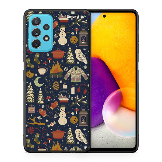 Θήκη Samsung A72 Christmas Elements από τη Smartfits με σχέδιο στο πίσω μέρος και μαύρο περίβλημα | Samsung A72 Christmas Elements case with colorful back and black bezels