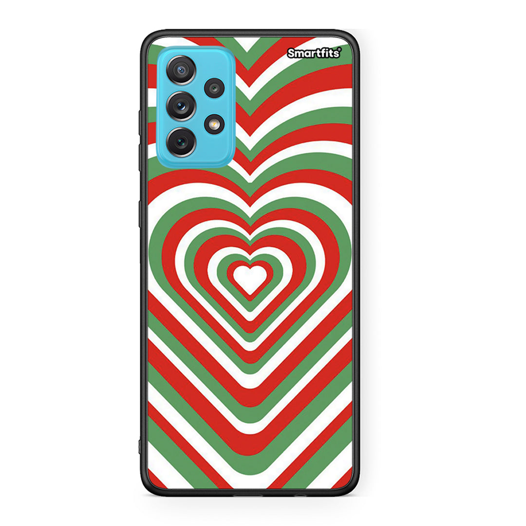 Samsung A72 Christmas Hearts θήκη από τη Smartfits με σχέδιο στο πίσω μέρος και μαύρο περίβλημα | Smartphone case with colorful back and black bezels by Smartfits