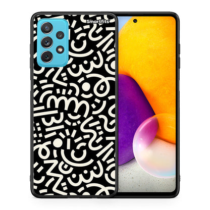 Θήκη Samsung A72 Doodle Art από τη Smartfits με σχέδιο στο πίσω μέρος και μαύρο περίβλημα | Samsung A72 Doodle Art case with colorful back and black bezels