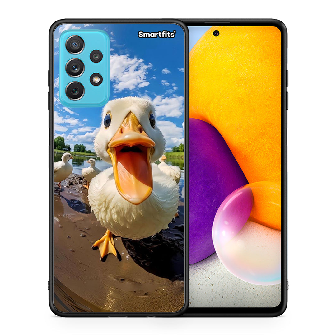 Θήκη Samsung A72 Duck Face από τη Smartfits με σχέδιο στο πίσω μέρος και μαύρο περίβλημα | Samsung A72 Duck Face case with colorful back and black bezels