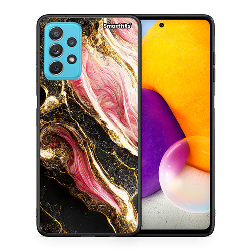 Θήκη Samsung A72 Glamorous Pink Marble από τη Smartfits με σχέδιο στο πίσω μέρος και μαύρο περίβλημα | Samsung A72 Glamorous Pink Marble case with colorful back and black bezels