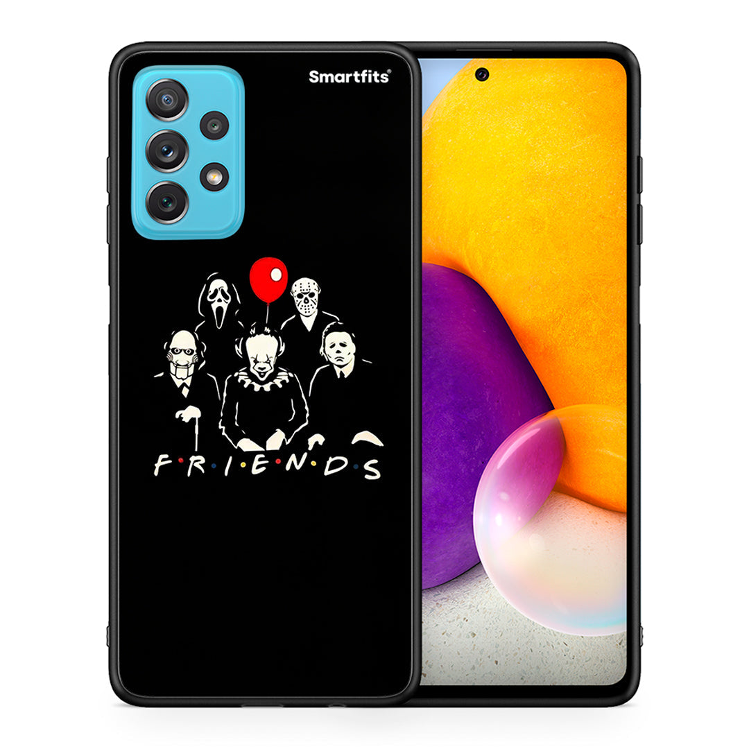 Θήκη Samsung A72 Halloween Friends από τη Smartfits με σχέδιο στο πίσω μέρος και μαύρο περίβλημα | Samsung A72 Halloween Friends case with colorful back and black bezels