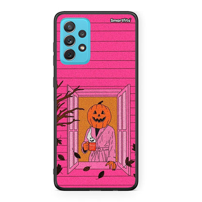 Samsung A72 Halloween Pumpkin Lady Θήκη από τη Smartfits με σχέδιο στο πίσω μέρος και μαύρο περίβλημα | Smartphone case with colorful back and black bezels by Smartfits