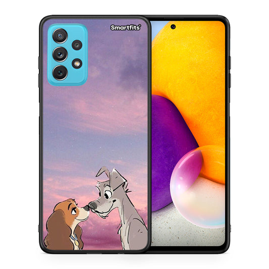 Θήκη Samsung A72 Lady And Tramp από τη Smartfits με σχέδιο στο πίσω μέρος και μαύρο περίβλημα | Samsung A72 Lady And Tramp case with colorful back and black bezels
