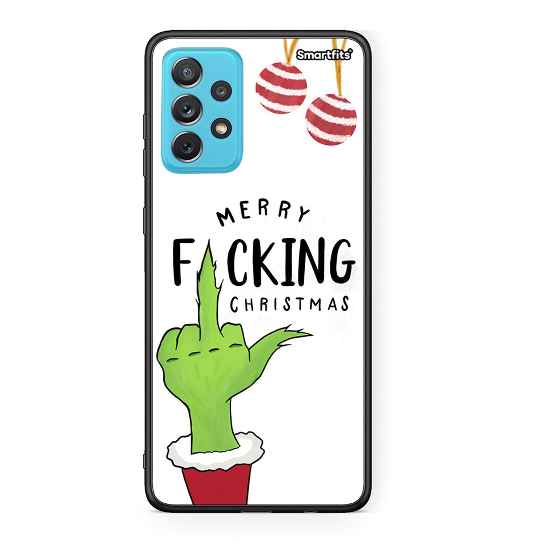 Samsung A72 Merry F Xmas θήκη από τη Smartfits με σχέδιο στο πίσω μέρος και μαύρο περίβλημα | Smartphone case with colorful back and black bezels by Smartfits