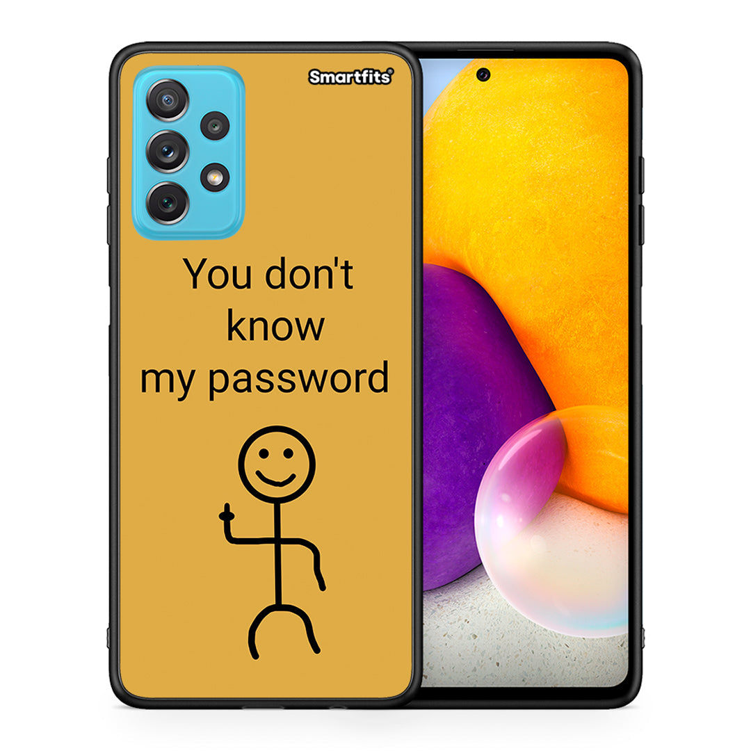 Θήκη Samsung A72 My Password από τη Smartfits με σχέδιο στο πίσω μέρος και μαύρο περίβλημα | Samsung A72 My Password case with colorful back and black bezels