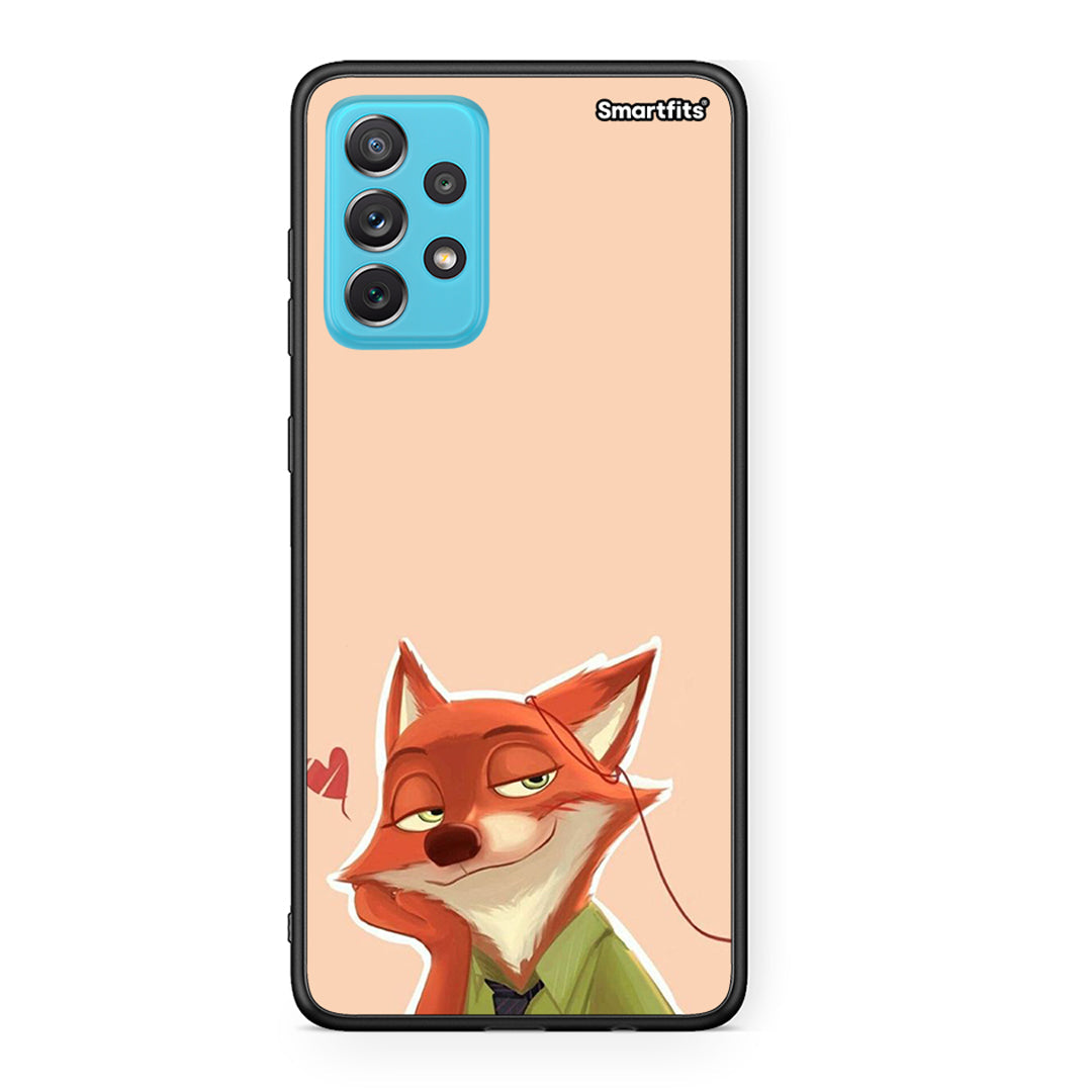 Samsung A72 Nick Wilde And Judy Hopps Love 1 θήκη από τη Smartfits με σχέδιο στο πίσω μέρος και μαύρο περίβλημα | Smartphone case with colorful back and black bezels by Smartfits
