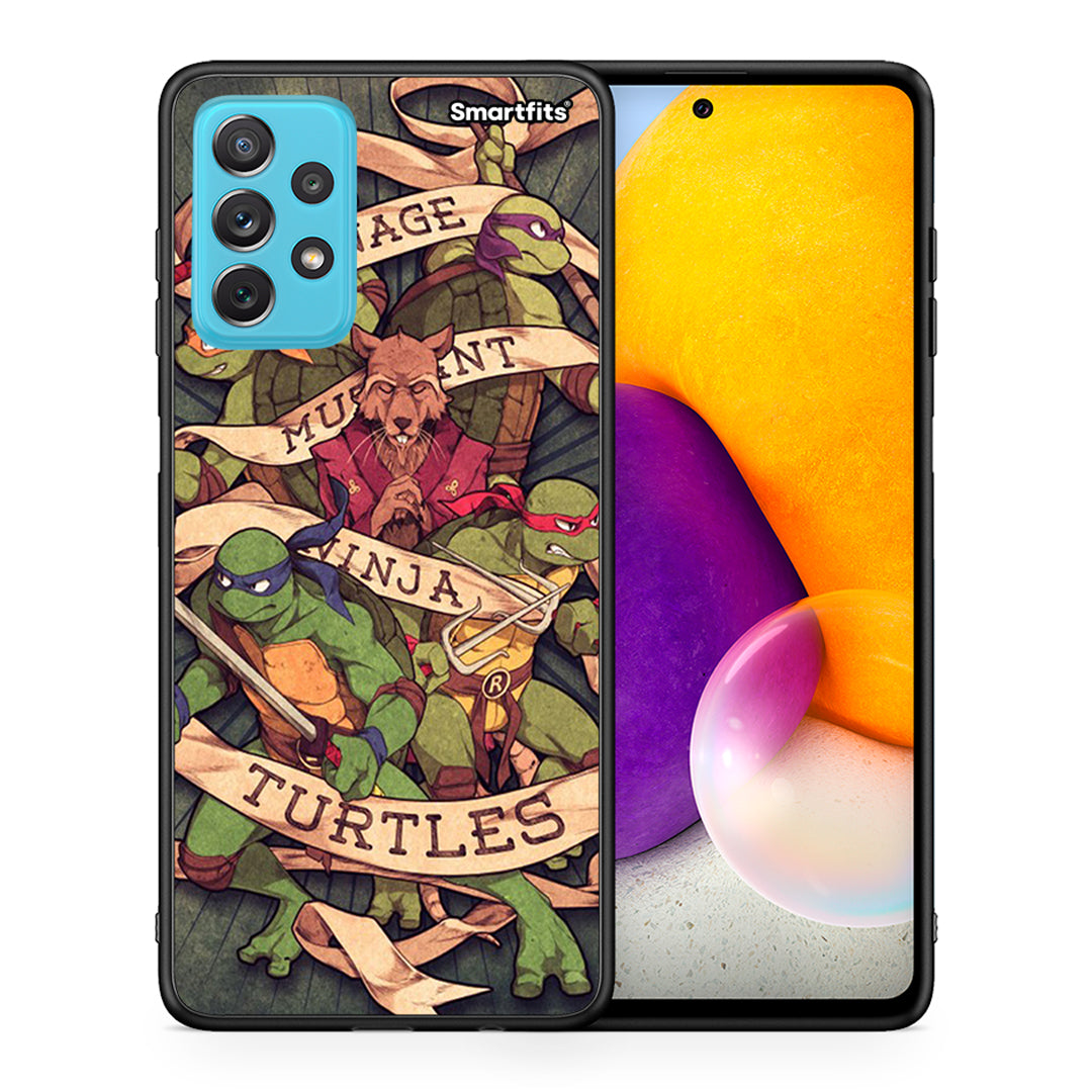Θήκη Samsung A72 Ninja Turtles από τη Smartfits με σχέδιο στο πίσω μέρος και μαύρο περίβλημα | Samsung A72 Ninja Turtles case with colorful back and black bezels