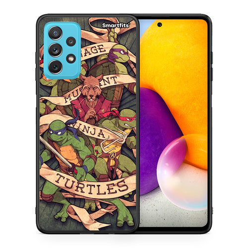 Θήκη Samsung A72 Ninja Turtles από τη Smartfits με σχέδιο στο πίσω μέρος και μαύρο περίβλημα | Samsung A72 Ninja Turtles case with colorful back and black bezels