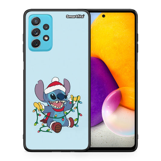 Θήκη Samsung A72 Santa Stich από τη Smartfits με σχέδιο στο πίσω μέρος και μαύρο περίβλημα | Samsung A72 Santa Stich case with colorful back and black bezels