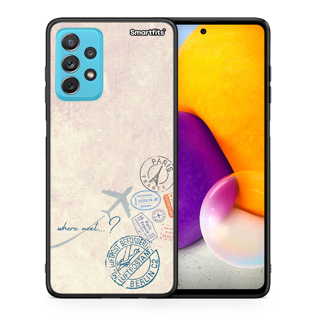 Θήκη Samsung A72 Where Next από τη Smartfits με σχέδιο στο πίσω μέρος και μαύρο περίβλημα | Samsung A72 Where Next case with colorful back and black bezels