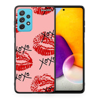 Thumbnail for Θήκη Samsung A72 XOXO Lips από τη Smartfits με σχέδιο στο πίσω μέρος και μαύρο περίβλημα | Samsung A72 XOXO Lips case with colorful back and black bezels
