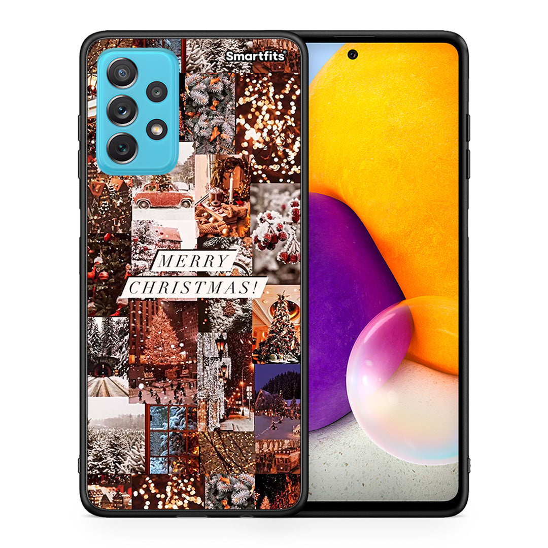 Θήκη Samsung A72 Xmas Collage από τη Smartfits με σχέδιο στο πίσω μέρος και μαύρο περίβλημα | Samsung A72 Xmas Collage case with colorful back and black bezels