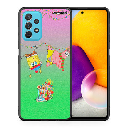 Θήκη Samsung A72 Xmas Lights από τη Smartfits με σχέδιο στο πίσω μέρος και μαύρο περίβλημα | Samsung A72 Xmas Lights case with colorful back and black bezels