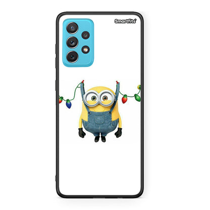Samsung A72 Xmas Minion Lights θήκη από τη Smartfits με σχέδιο στο πίσω μέρος και μαύρο περίβλημα | Smartphone case with colorful back and black bezels by Smartfits