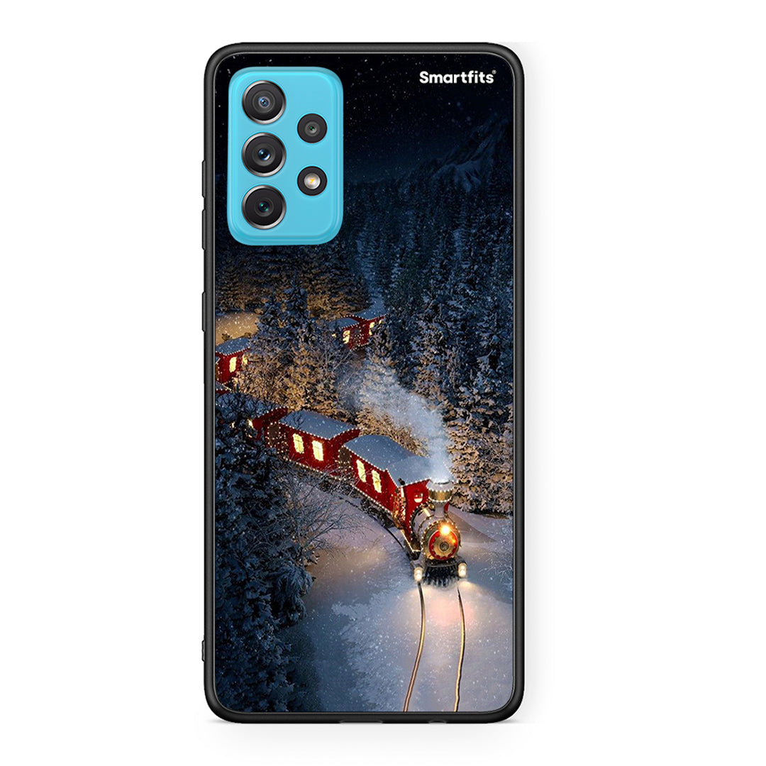 Samsung A72 Xmas Train θήκη από τη Smartfits με σχέδιο στο πίσω μέρος και μαύρο περίβλημα | Smartphone case with colorful back and black bezels by Smartfits