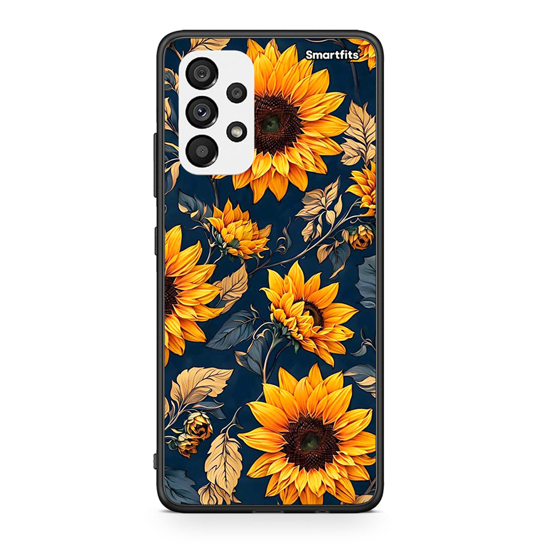 Samsung A73 5G Autumn Sunflowers Θήκη από τη Smartfits με σχέδιο στο πίσω μέρος και μαύρο περίβλημα | Smartphone case with colorful back and black bezels by Smartfits